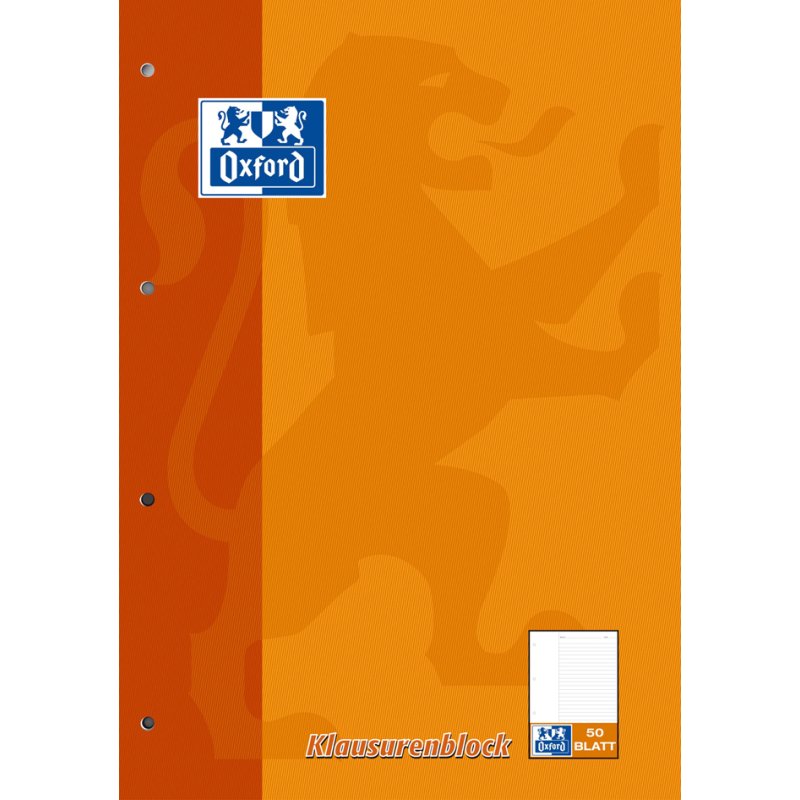 Oxford ruled writing pad A4, orange, 50 sheets, 90 g/m²
