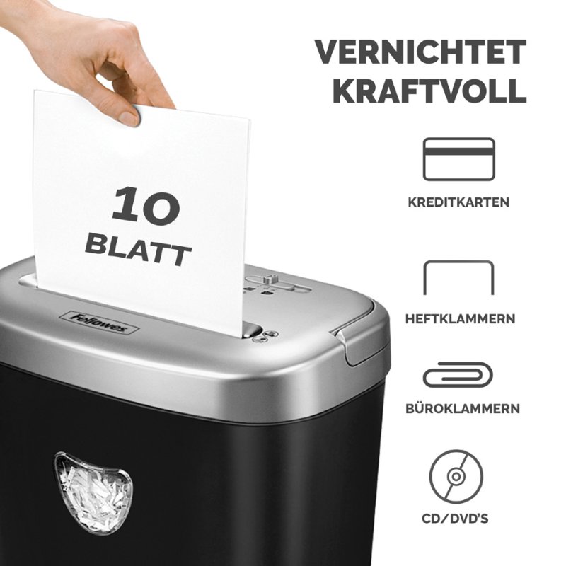Fellowes papierversnipperaar Powershred 53C, zwart, 10 vel, 23 liter