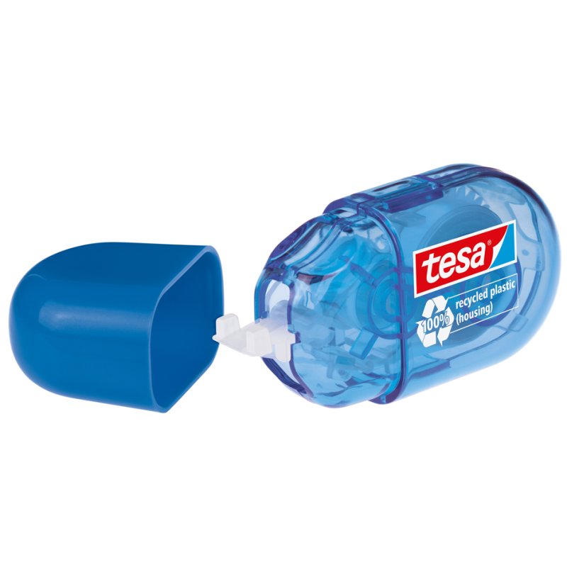 tesa EcoLogo correcteur à ruban jetable, 5 mm × 6 m, bleu