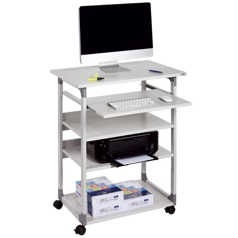 DURABLE computerwagen SYSTEM 75 VH, grijs, 3 legborden, hoogteverstelling