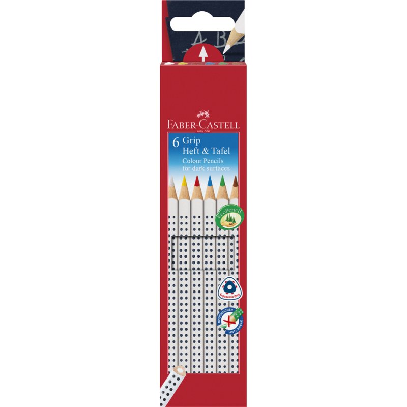Faber-Castell blackboard chalk, ergonomic triangular, 6 pieces, 176 mm