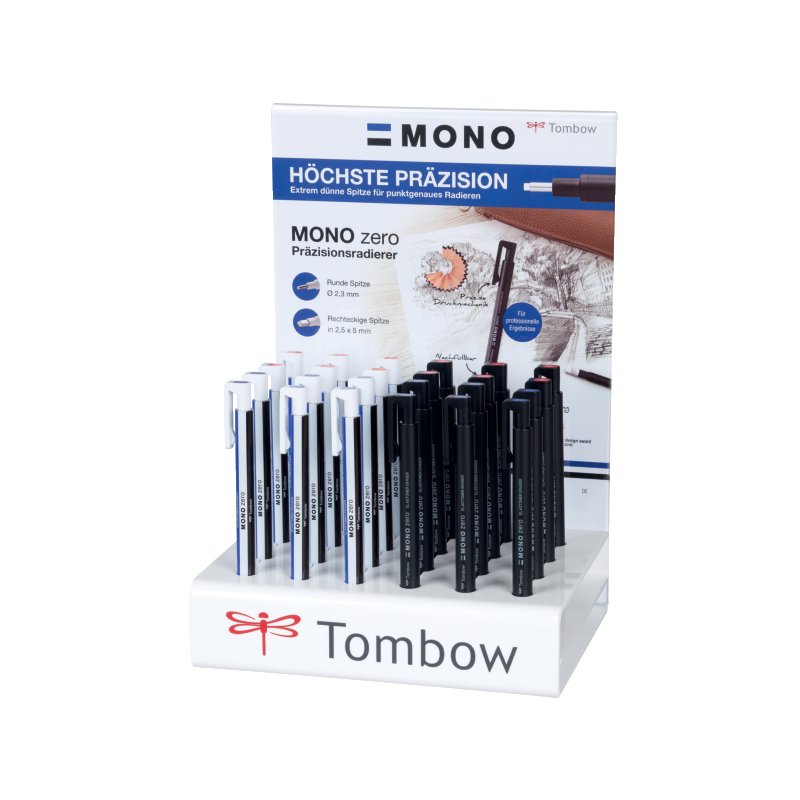 TOMBOW gum MONO zero, precisiegum, drukknop mechanisme, 24 stuks display