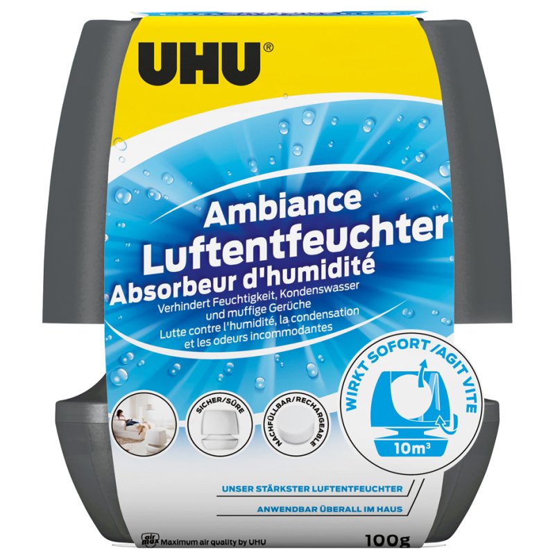 UHU pastille déshumidifiante Ambiance, rechargeable, blanc, 100 g