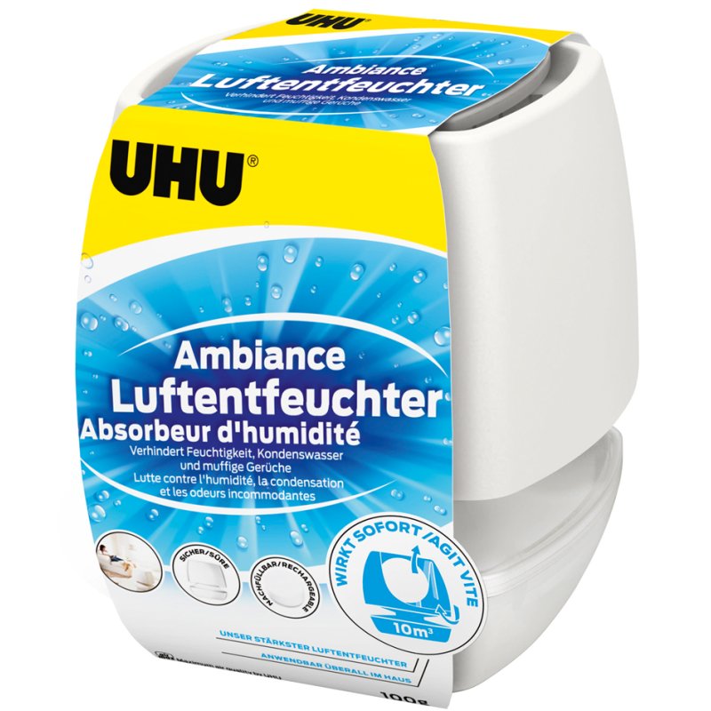 UHU pastille déshumidifiante Ambiance, rechargeable, blanc, 100 g