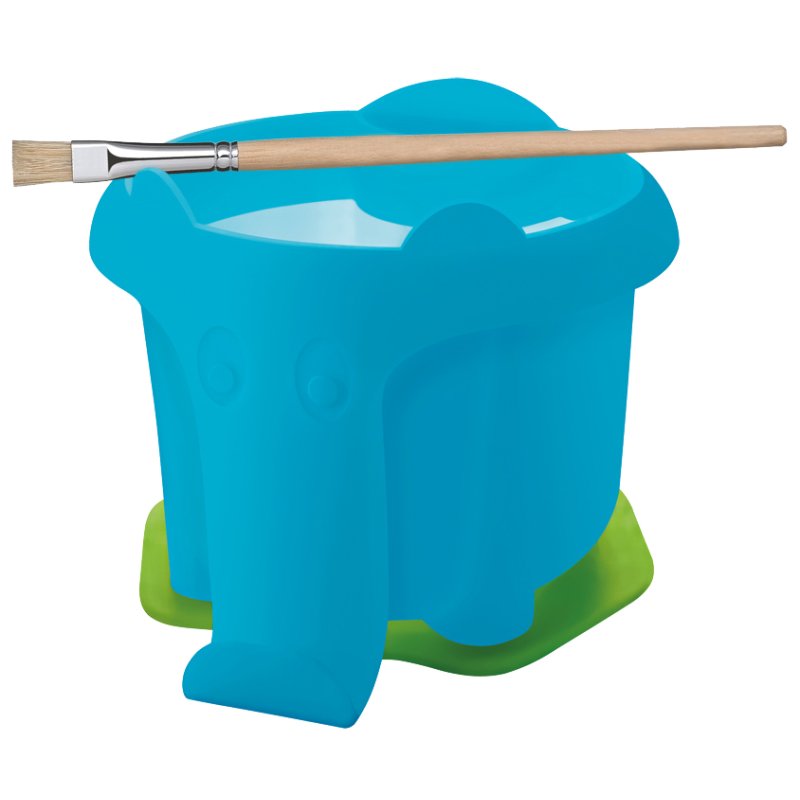 Pelikan bac à eau éléphant, bleu, antidéversement, avec rangement pinceau