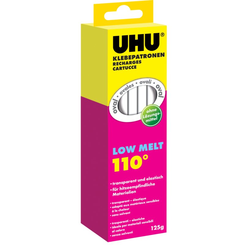UHU cartouches de colle basse température, transparent, 200g, 15 pièces