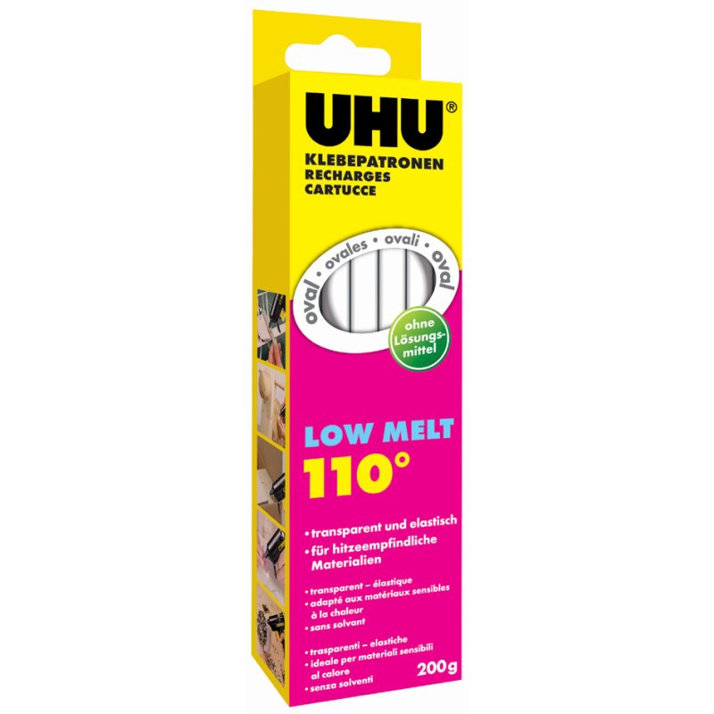 UHU cartouches de colle basse température, transparent, 200g, 15 pièces