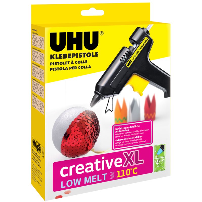 UHU pistolet à colle Creative XL, basse température 110°C, alimentation mécanique en cartouches