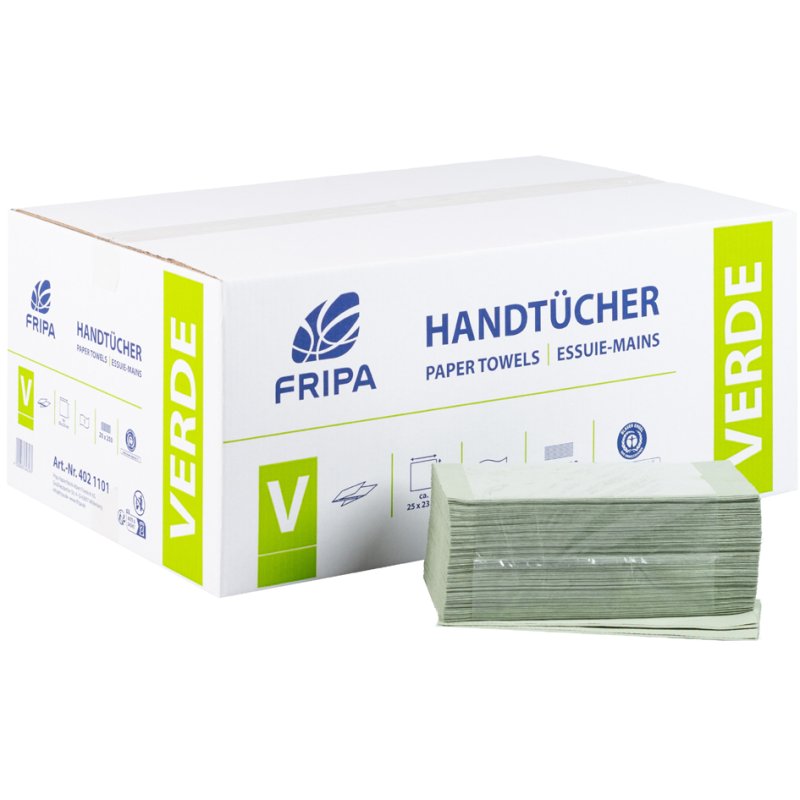 Fripa papier essuie-mains VERDE, pli en C, vert, 250×330 mm