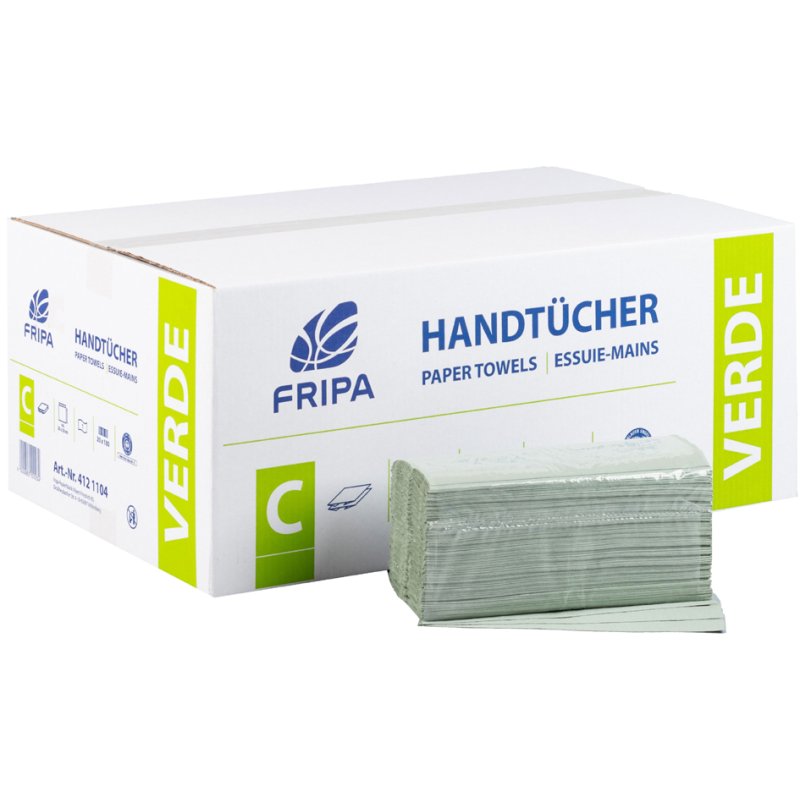 Fripa papier essuie-mains VERDE, pli en C, vert, 250×330 mm