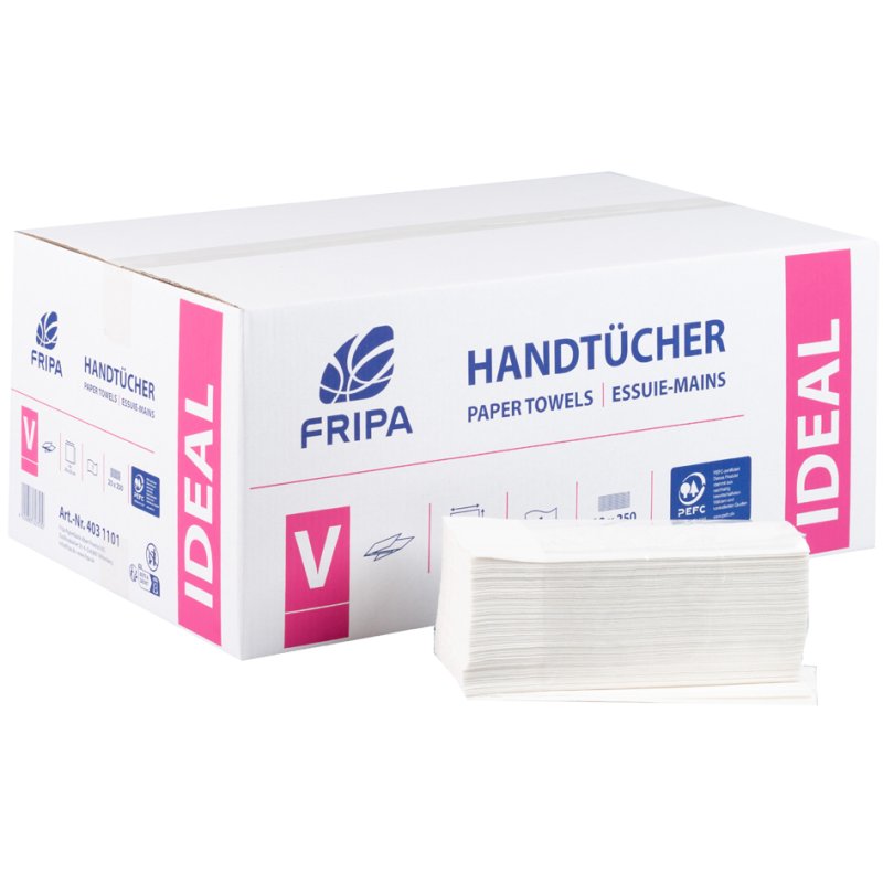 fripa handdoekpapier IDEAL, V-vouw, 250×230 mm, hochwit