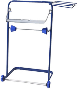 fripa papierrolhouder standaard, metaal, blauw, met afvalzakhouder