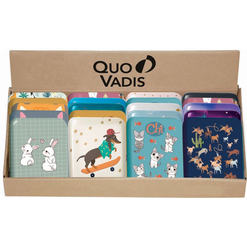QUO VADIS metal reward box on display stand, assorted designs, 20 pieces