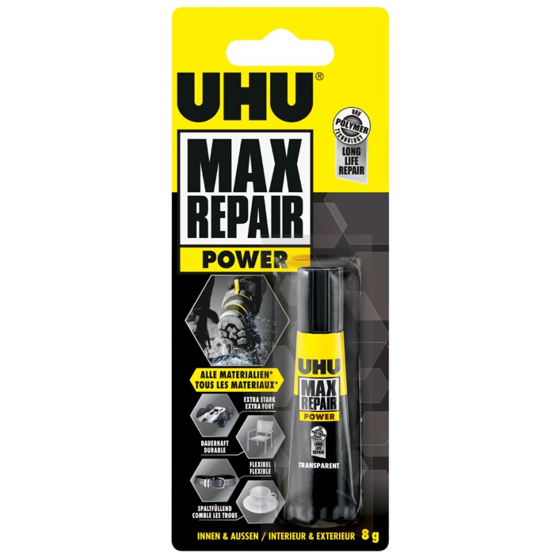 UHU Max Repair Power universele lijm, transparant, 8 g tube