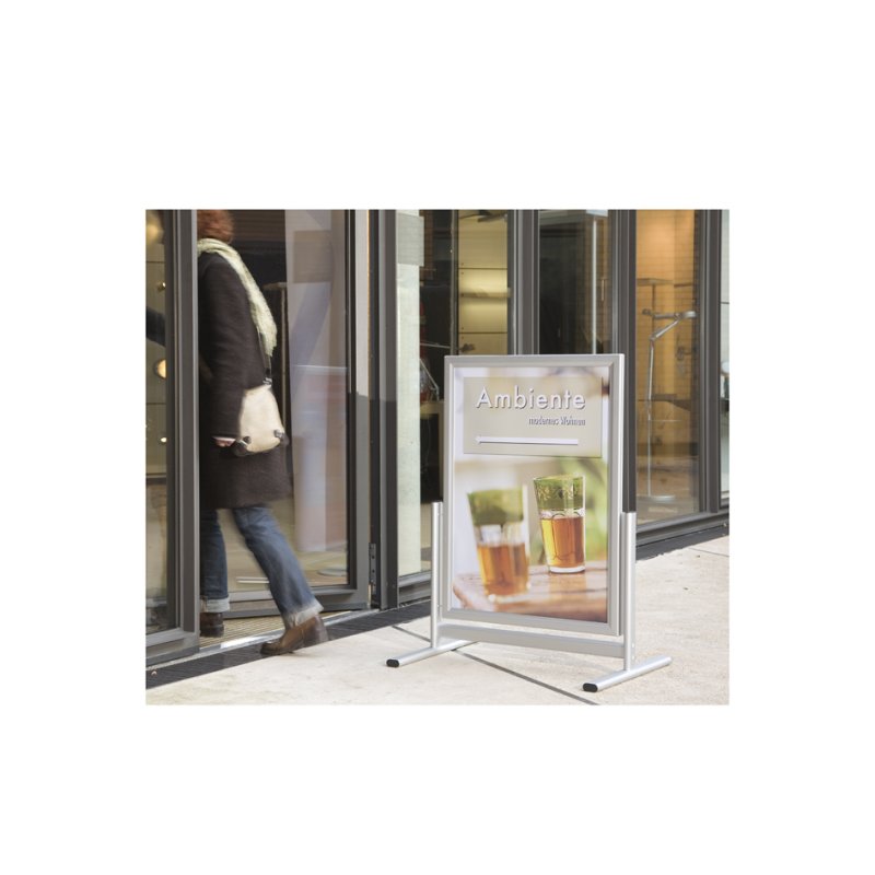 FRANKEN chevalet à affiches Outdoor, DIN A1, 594×841 mm, aluminium anodisé argent