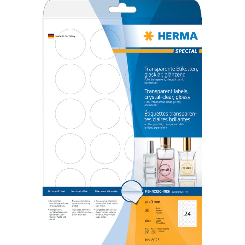 HERMA étiquettes film transparentes, 99,1 × 139 mm, 100 pièces