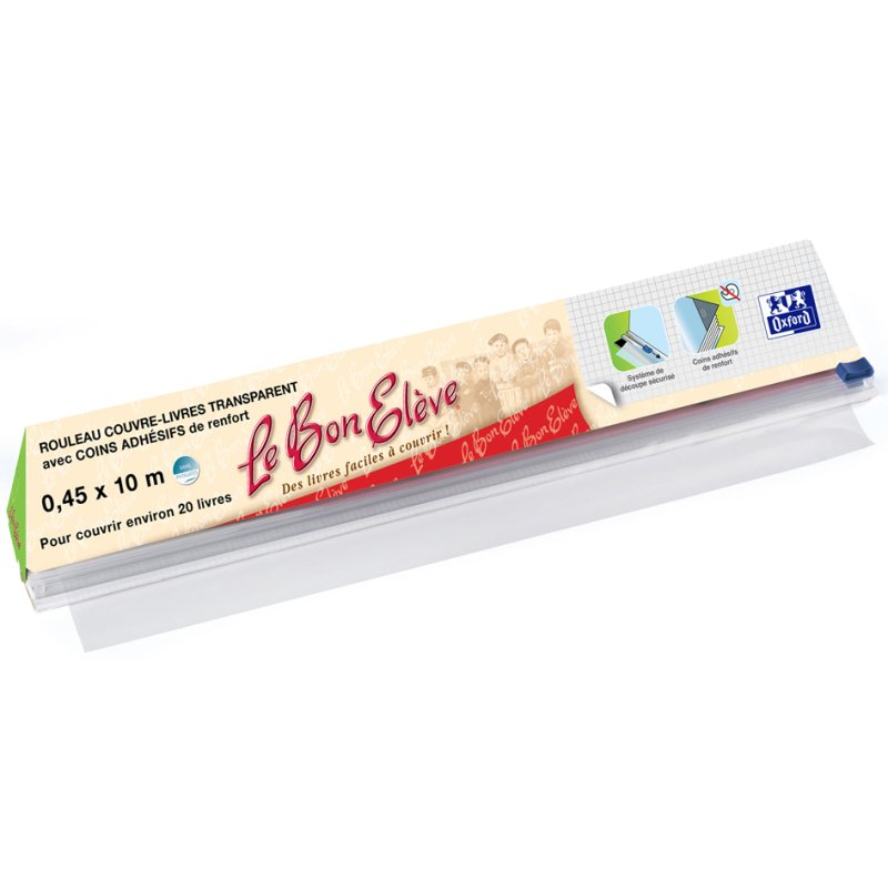 Oxford book protection film De Brave Leerling, transparent, 450 mm × 10 m, PVC