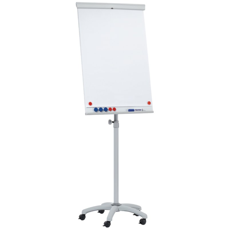 FRANKEN flipchart X-tra mobile, hauteur ajustable 2000 mm, gris, 680×1005 mm