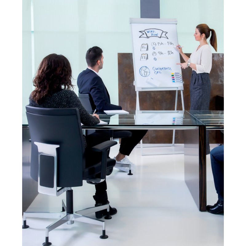 FRANKEN Deluxe standard flipchart, 670 × 950 mm, gris clair, tableau magnétique