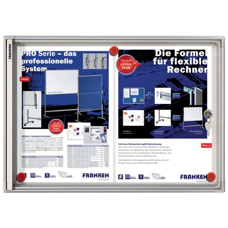 FRANKEN vitrinekast X-tra!Line, 4x A4-formaat, met slot, voor binnen