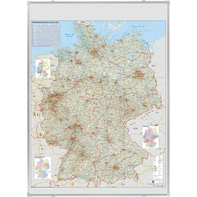 FRANKEN Duitsland wegenkaart, beschrijfbaar, magnethaftend, 98×138 cm