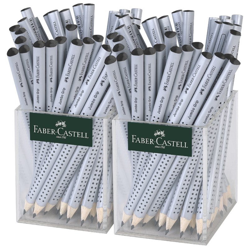 Faber-Castell Jumbo GRIP pencil, 3.25 mm, silver, 72 pieces