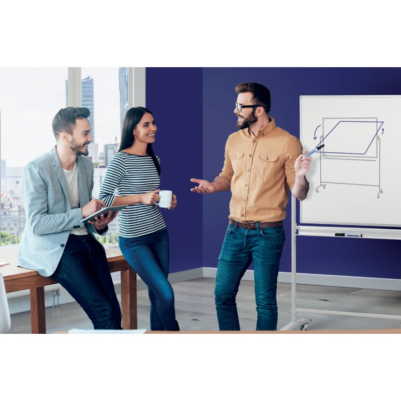 FRANKEN tableau de conférence X-t, tableau blanc magnétique, pivotant 360°, 1500×1000 mm