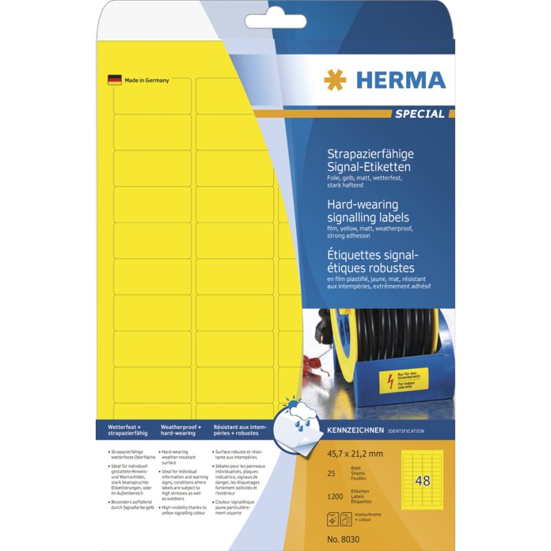 HERMA étiquettes de signalisation, diamètre 30 mm, jaune, 1200 pièces