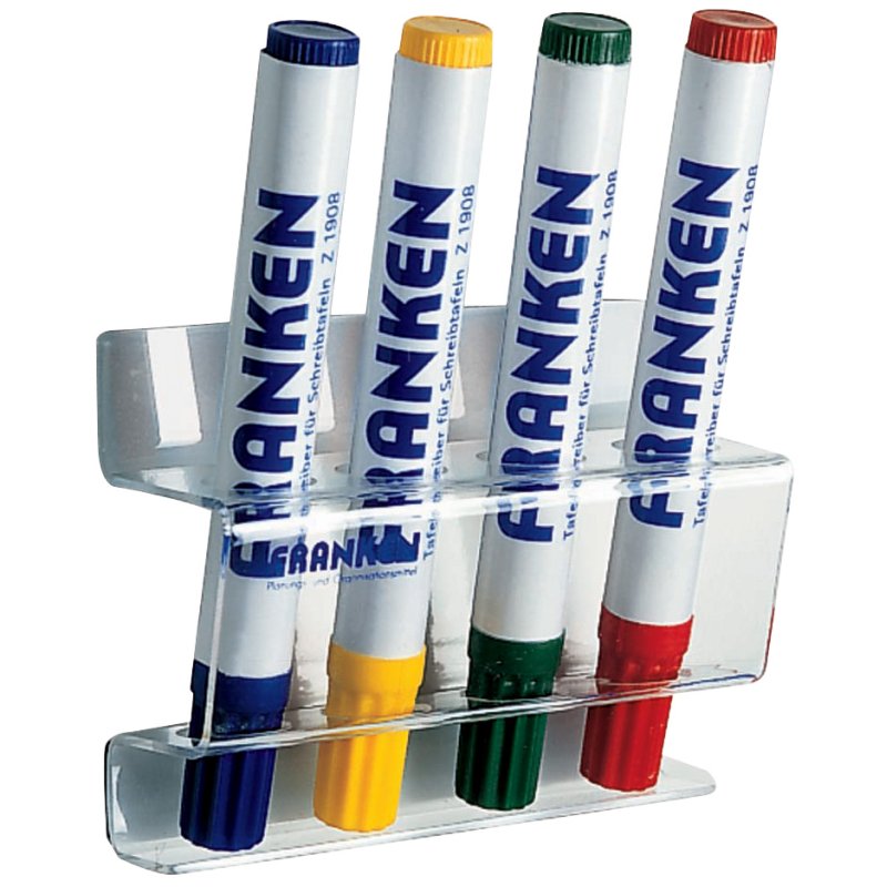 FRANKEN porte-marqueurs pour tableau blanc pour 4 marqueurs, magnétique, acrylique, transparent