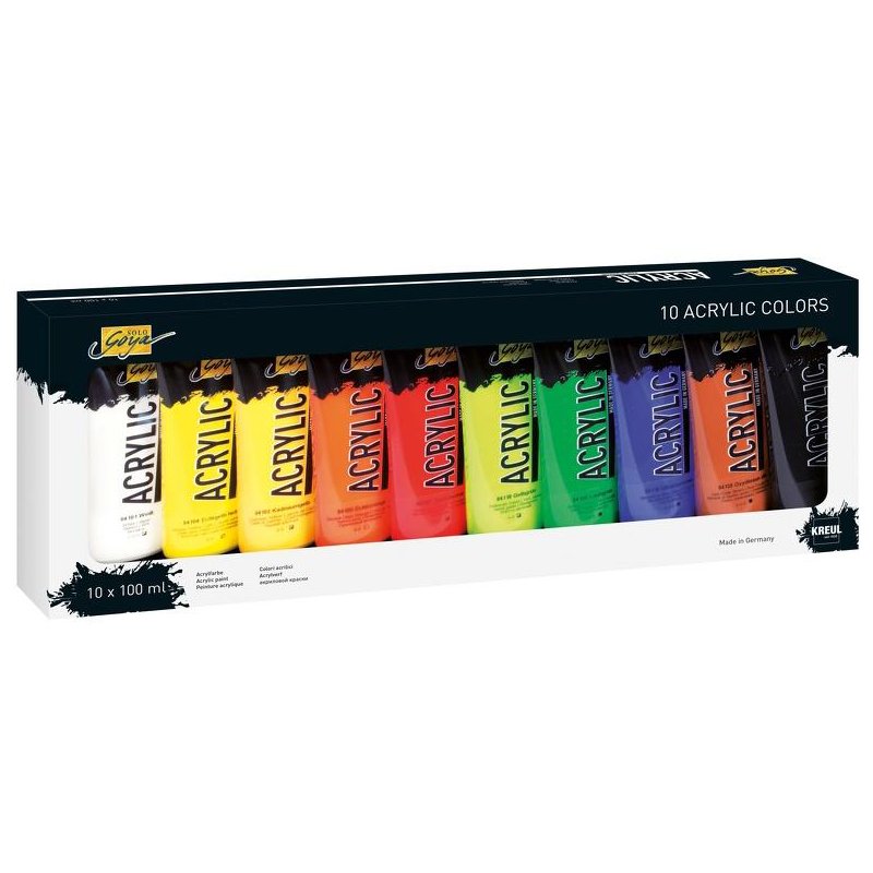KREUL Solo Goya acrylic paint, set of 10 colours, 100 ml, water-based
