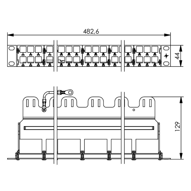 TELEGÄRTNER Baie de brassage 19" pour 48 modules AMJ-S, 1 HE, vide