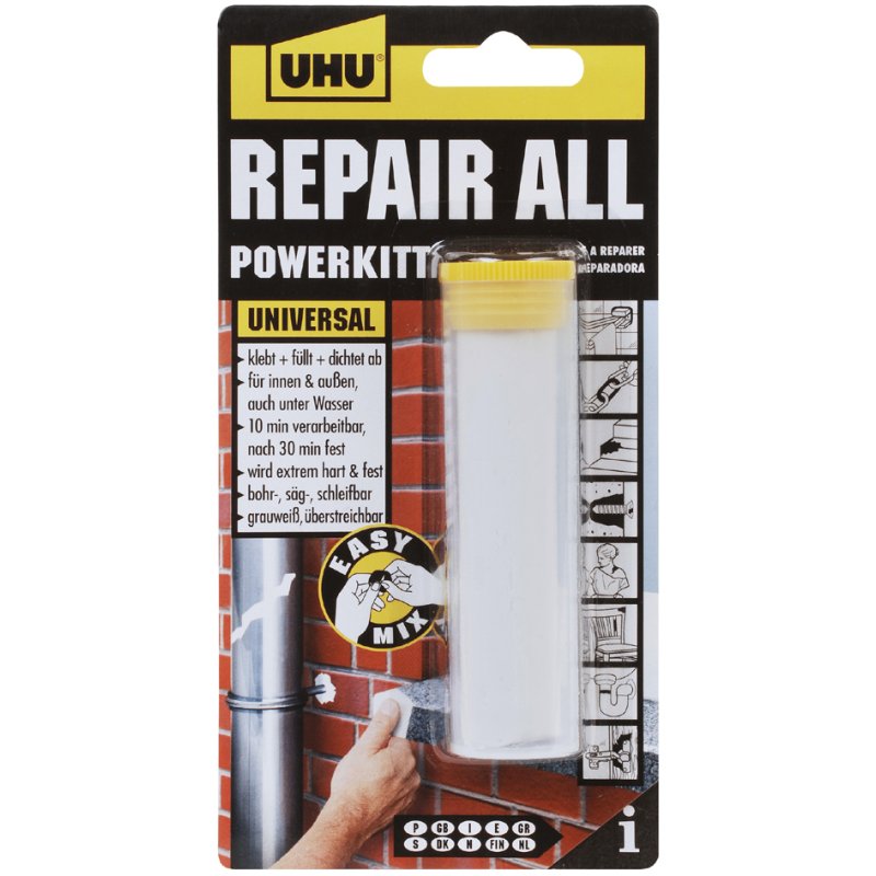 UHU kit réparation pâte à modeler 2-composants powerkit, séchage rapide, 60 g