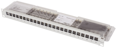TELEGÄRTNER 19 inch modulaire patchpaneel, 24 Cat.6A modules, T568A, 1 HE