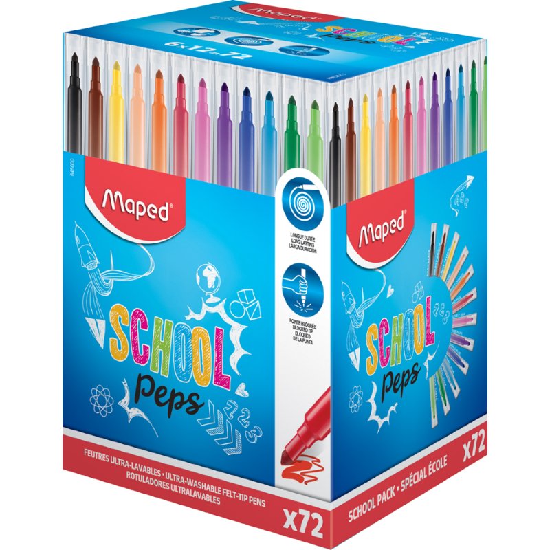 Maped COLOR'PEPS Long Life felt-tip pens, 72 pieces, display pack