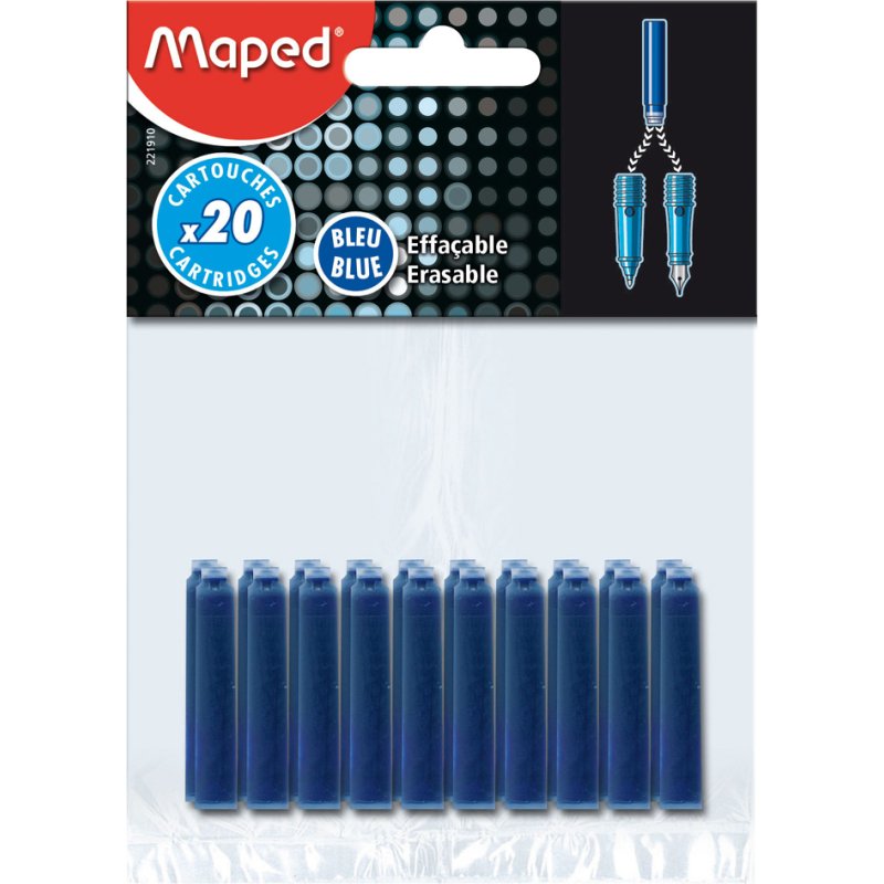 Maped cartouches d'encre, effaçables, bleu, 20 pièces