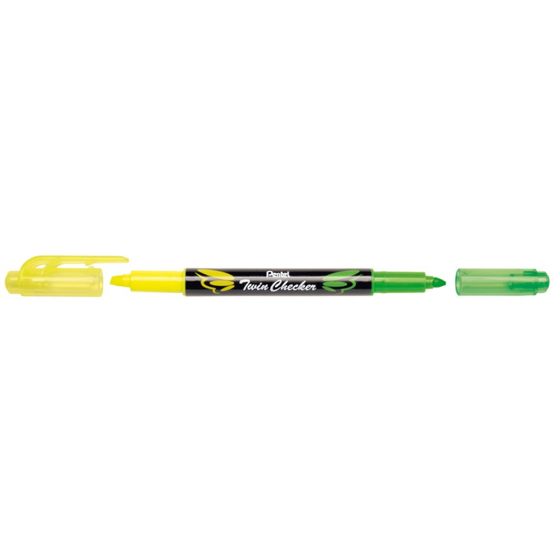 Pentel surligneur double pointe, jaune/vert, 1,0 mm et 3,5 mm