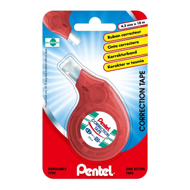 Pentel rouleau correcteur XZTN14, rouge, 4,2 mm × 10 m