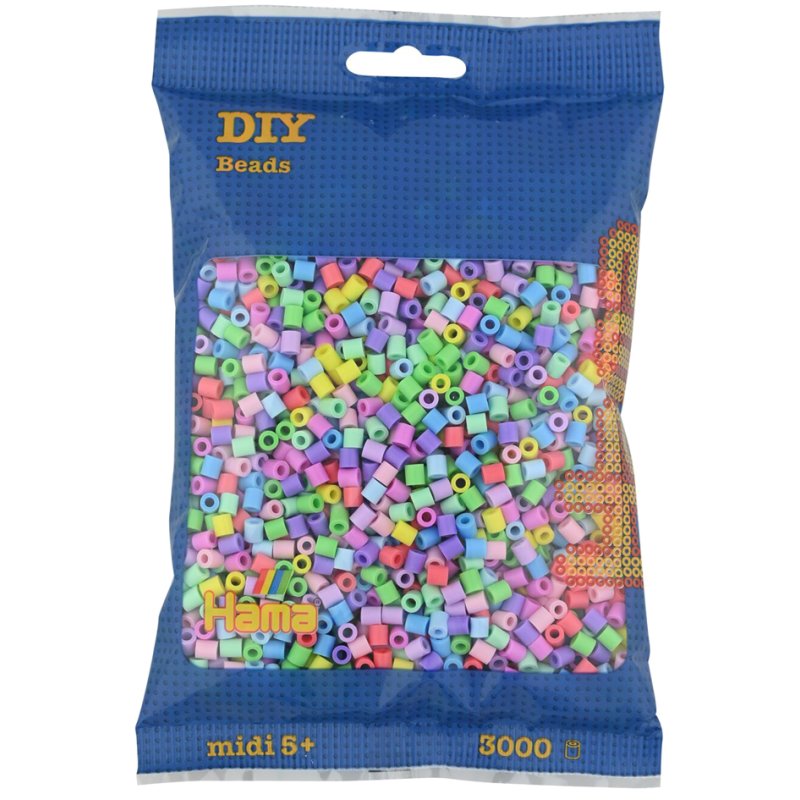 Hama perles à repasser midi pastel mix, 5,0 mm, 3000 pièces