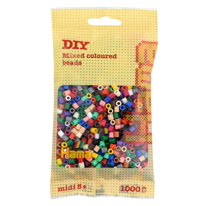 Hama planche à perles midi, couleurs mélangées assorties, 5,0 mm, 1.000 pièces