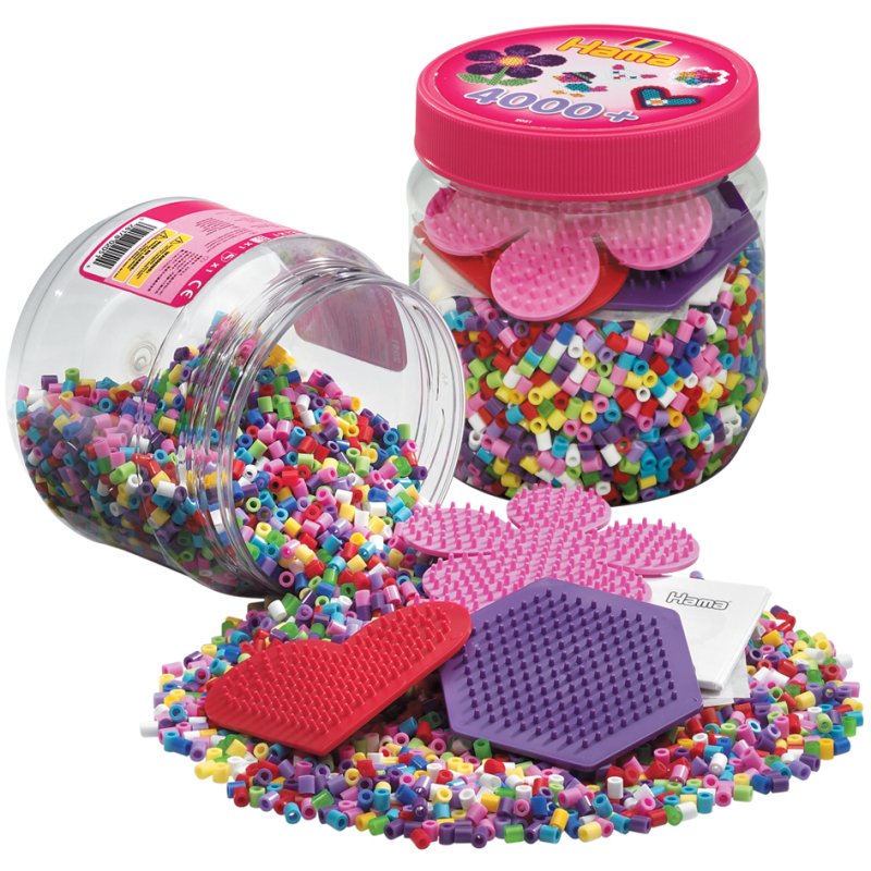 Hama Perles à repasser midi, assortiment coloré, 4 plaques de repassage, 4000 pièces