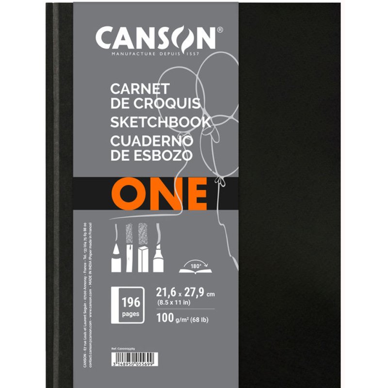 Canson schetsboek Artbook One, zwart, 102×152 mm, 98 vel