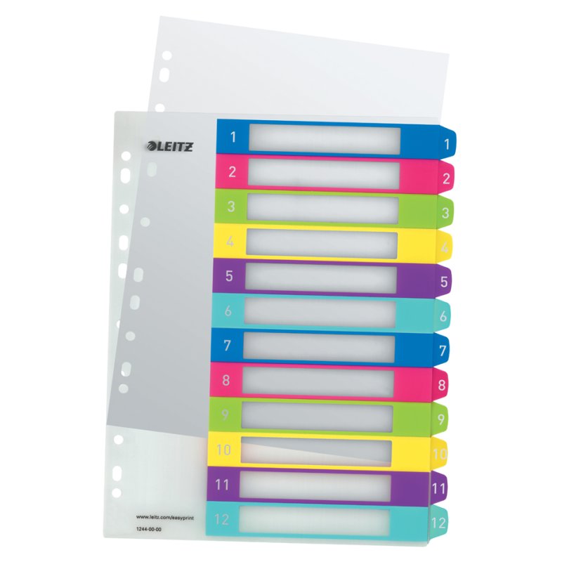 LEITZ index tabs WOW A4 extra wide, numbers 1-5, 5-part, PP