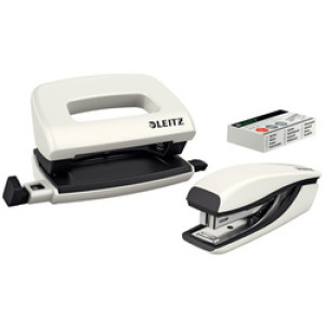 LEITZ nietmachine en perforator set Mini Nexxt WOW, geel, 1000 nietjes