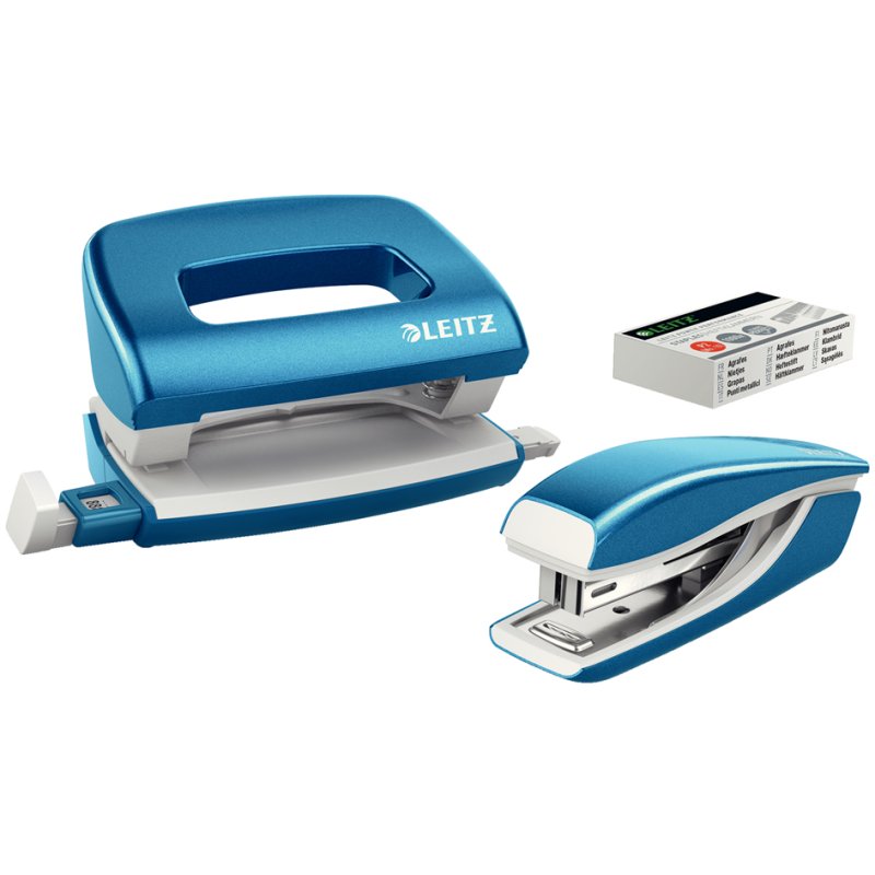 LEITZ nietmachine en perforator set Mini NeXXt WOW, parelwit