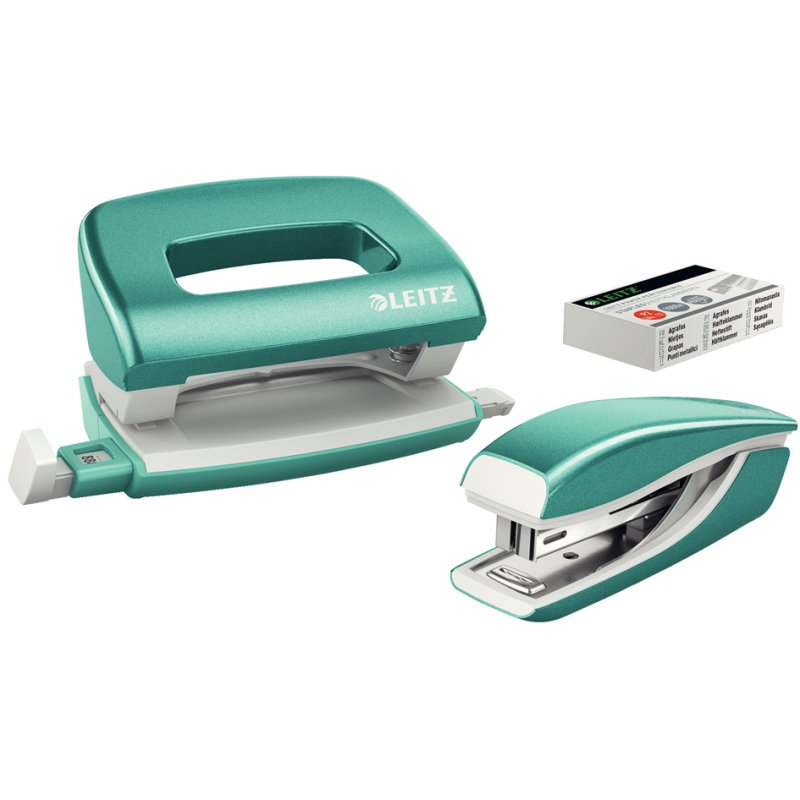LEITZ nietmachine en perforator set Mini NeXXt WOW, parelwit