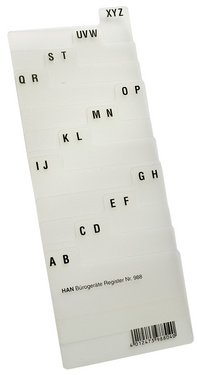 HAN kaartregister A-Z, PP, A8 dwars, doorschijnend