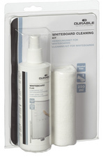 DURABLE kit de nettoyage pour tableau blanc, chiffon microfibre 250×250 mm, spray 250 ml