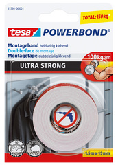 tesa Powerbond dubbelzijdige montagetape Ultra Strong, 19 mm × 5 m