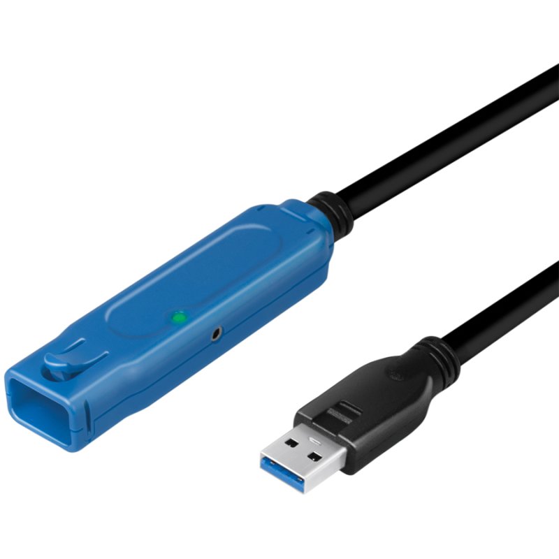 LogiLink Câble d'extension USB 3.2 actif, 20 mètres, noir/bleu