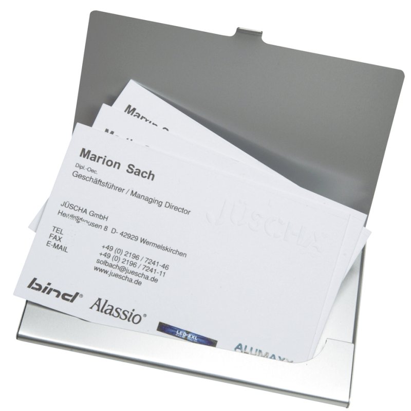 Alassio porte-cartes de visite, aluminium, gris mat, 10 cartes